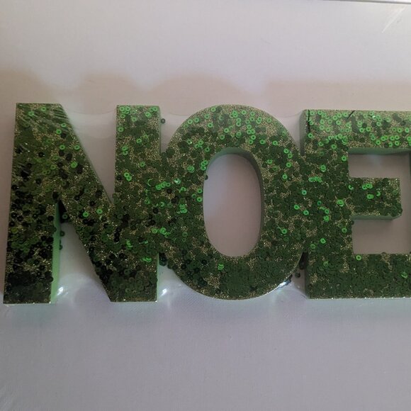 NWT Green Sequin Glitter 'Noel' Christmas Holiday Sign Decoration Home Michael's - Picture 2 of 7